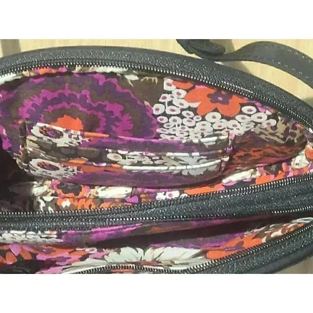 Vera Bradley Zebra Flock Crossbody Black Velvet Velour Zebra Rosewood Purse - Picture 6 of 6